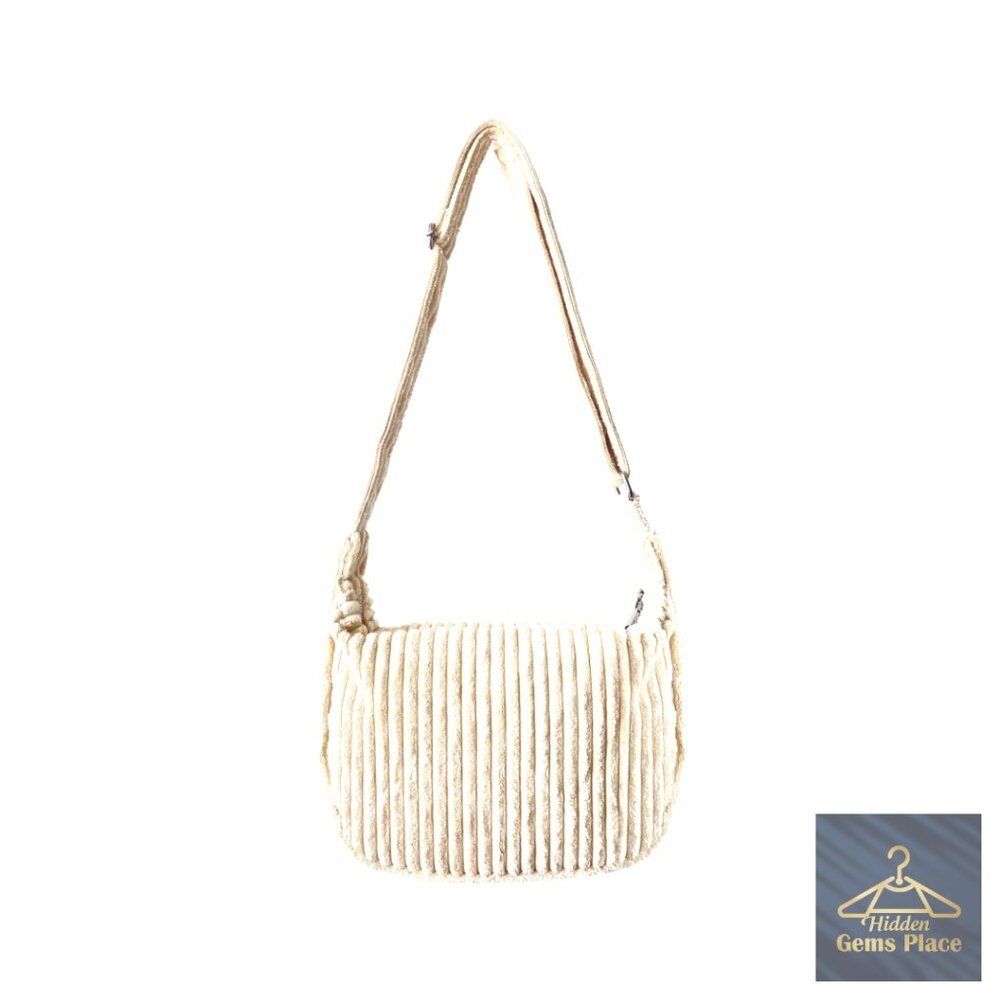 Corduroy Hobo Crossbody Bag Wide Strap Casual Handbag Daily Use